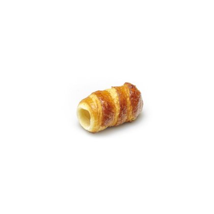 corneto de massa folhada dourada e oco, fundo branco