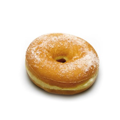 Rosca dourada coberta com açúcar granulado, isolada em fundo branco