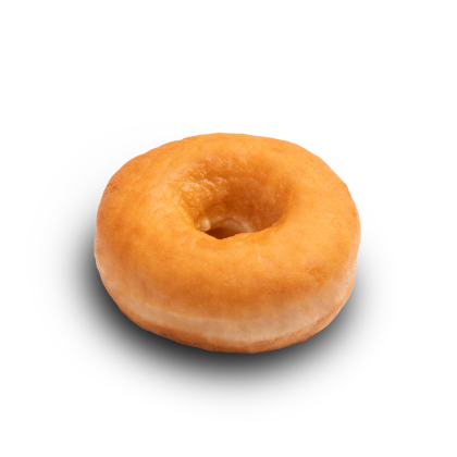 donut glaciado simples com furo ao centro, fundo branco