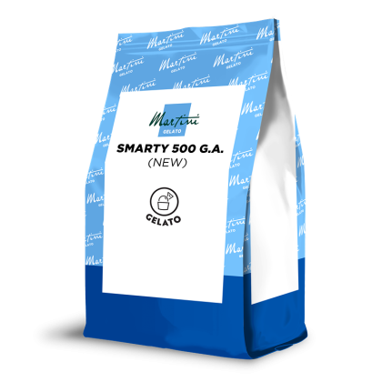 Saco stand-up azul e branco rotulado Martini Gelato Smarty 500 G.A. (Novo), embalagem de gelado.