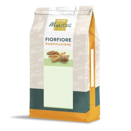 Saco de mistura para pão Master Martini Fiorfiore Panificazione com pães variados na etiqueta.