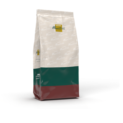 Saqueta stand-up de blend de café Master Martini, topo branco, base verde e bordô