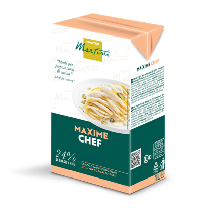 Nata de culinária Master Martini Maxime Chef de 1 litro, 24% de gordura, sem gorduras hidrogenadas, embalagem pêssego...