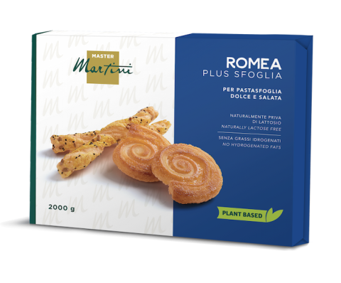 Caixa Master Martini Romea Plus Sfoglia 2000g com palmiers e twists de folhado, plant-based e sem lactose